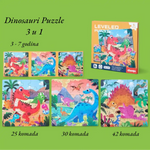 LEVELED Magnetne puzzle 3u1 dinosauri 1
