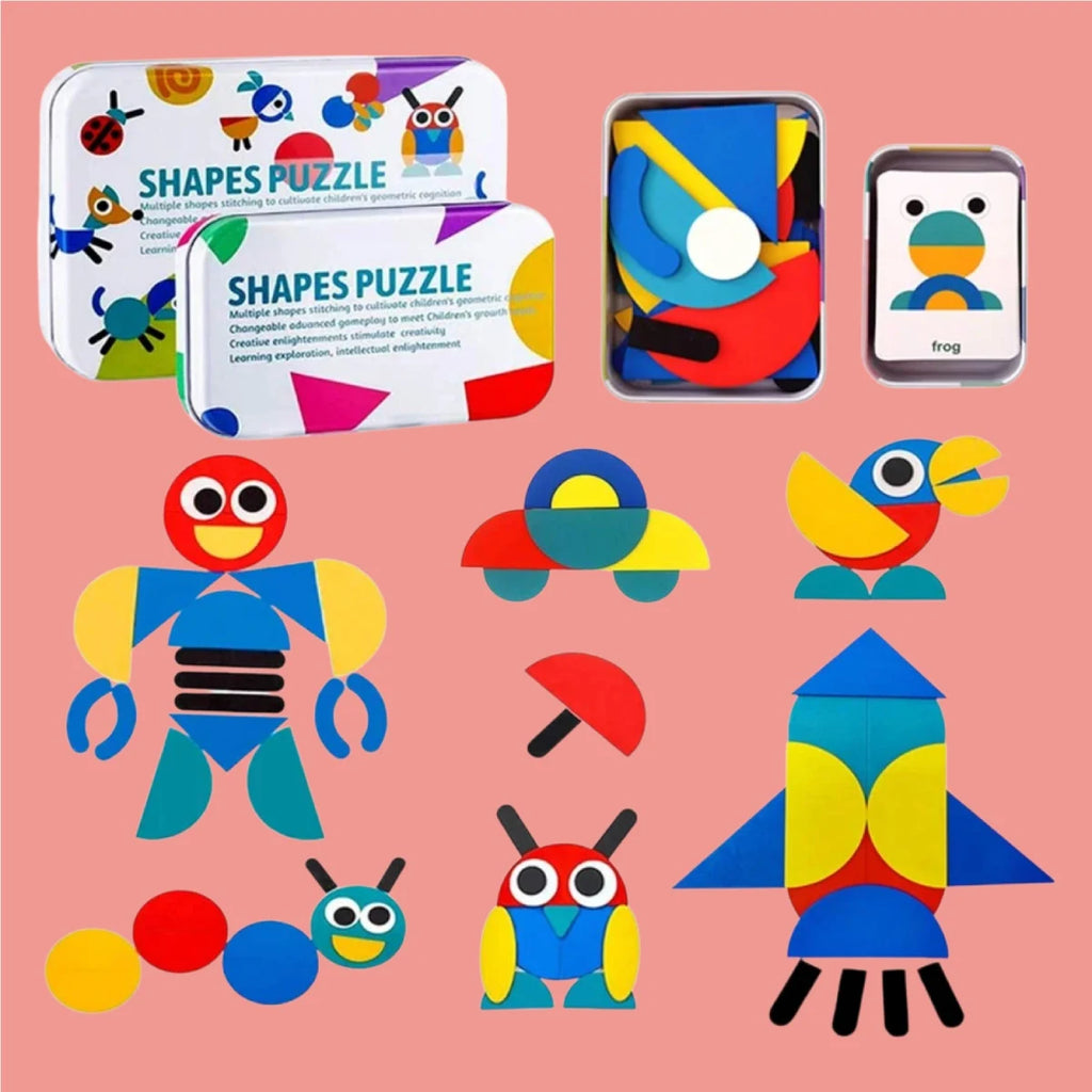 Montessori Tangram slagalica za djecu bijela Malci znalci
